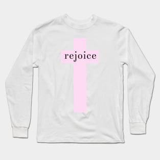 Rejoice Light Pink Cross Long Sleeve T-Shirt